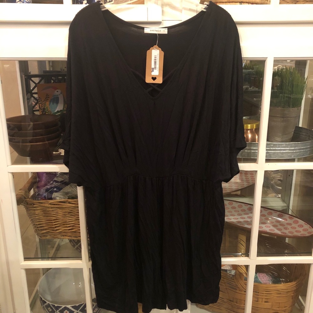 Plus Size Short Black Romper NWT Emerald Brand